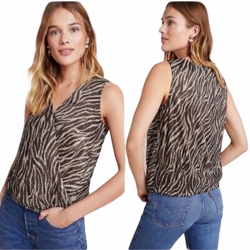 Anthropologie Eri + Ali Animal Print Top